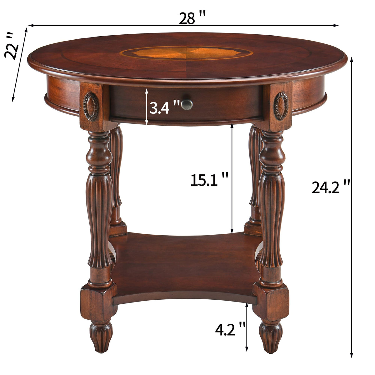 2-Tier Cherry Wood End Table with Drawer W462789