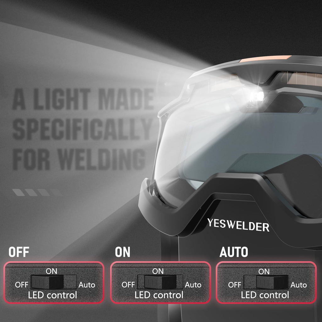 Auto-Darkening Welding Goggles with LED Light and Face Shield F988976