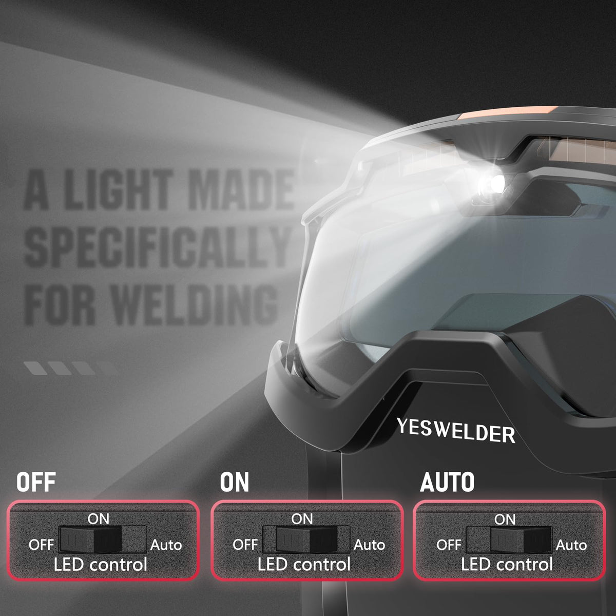 Auto-Darkening Welding Goggles with LED Light and Face Shield F988976