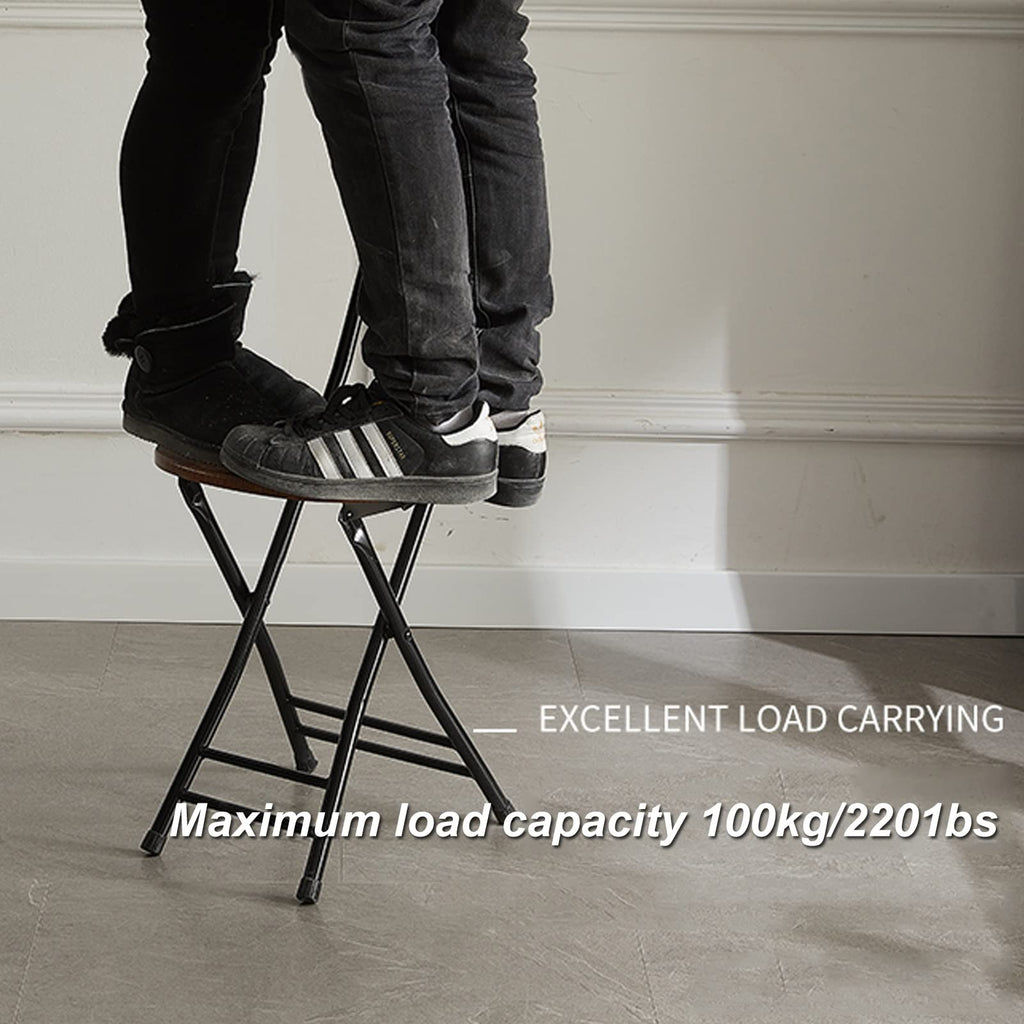 Black 18 Inch Folding Stool with Backrest and Footrest Q133