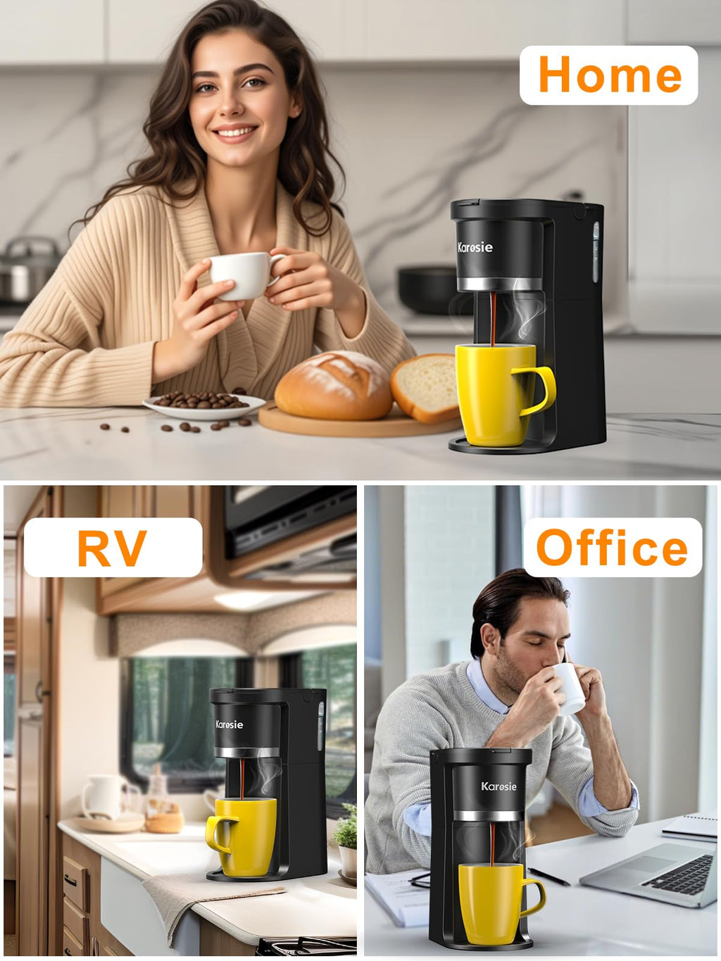 Single Serve Coffee Maker, 6-12 Oz, Black V587