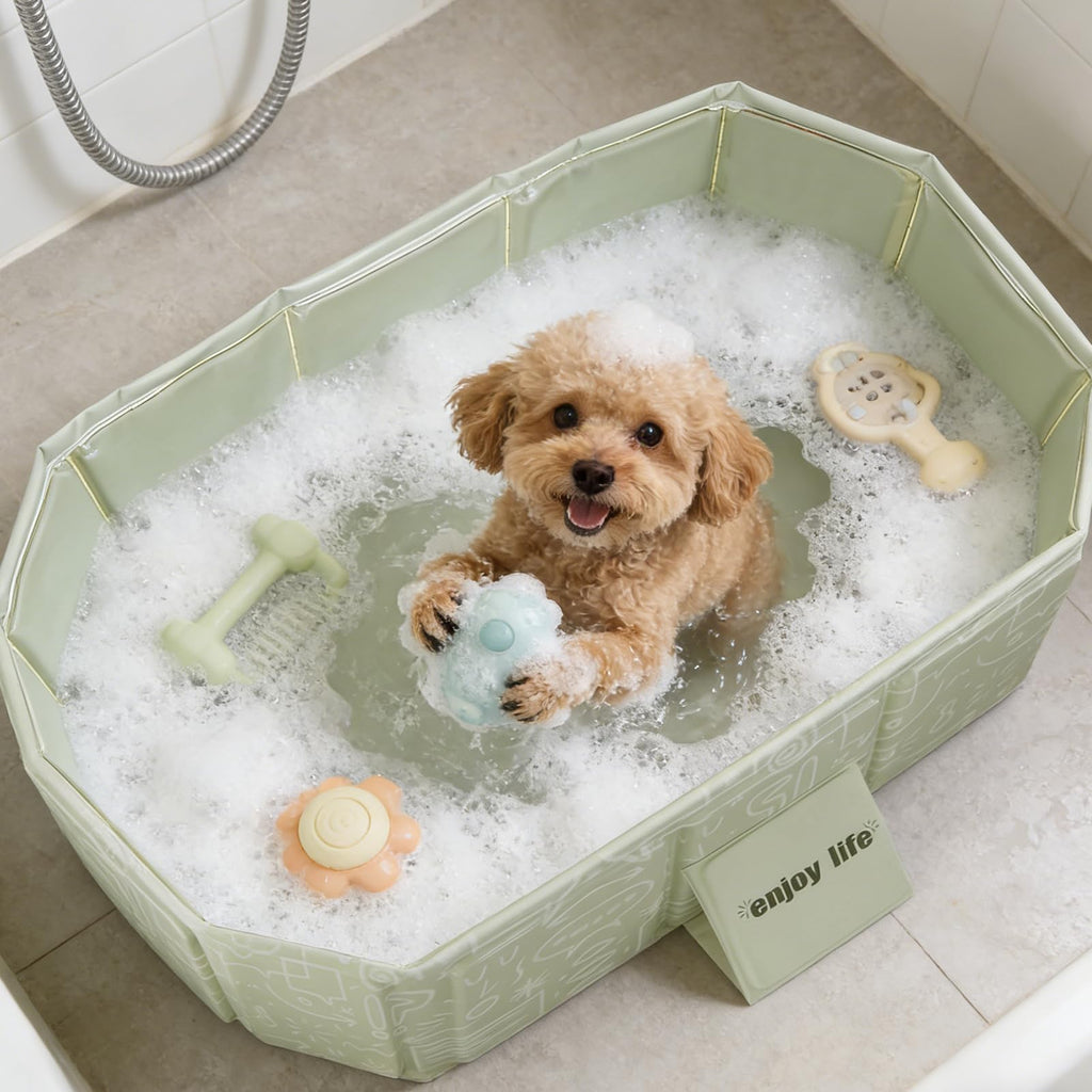 Foldable Pet Bath Pool 29.5×17.7 Inches Green A9202