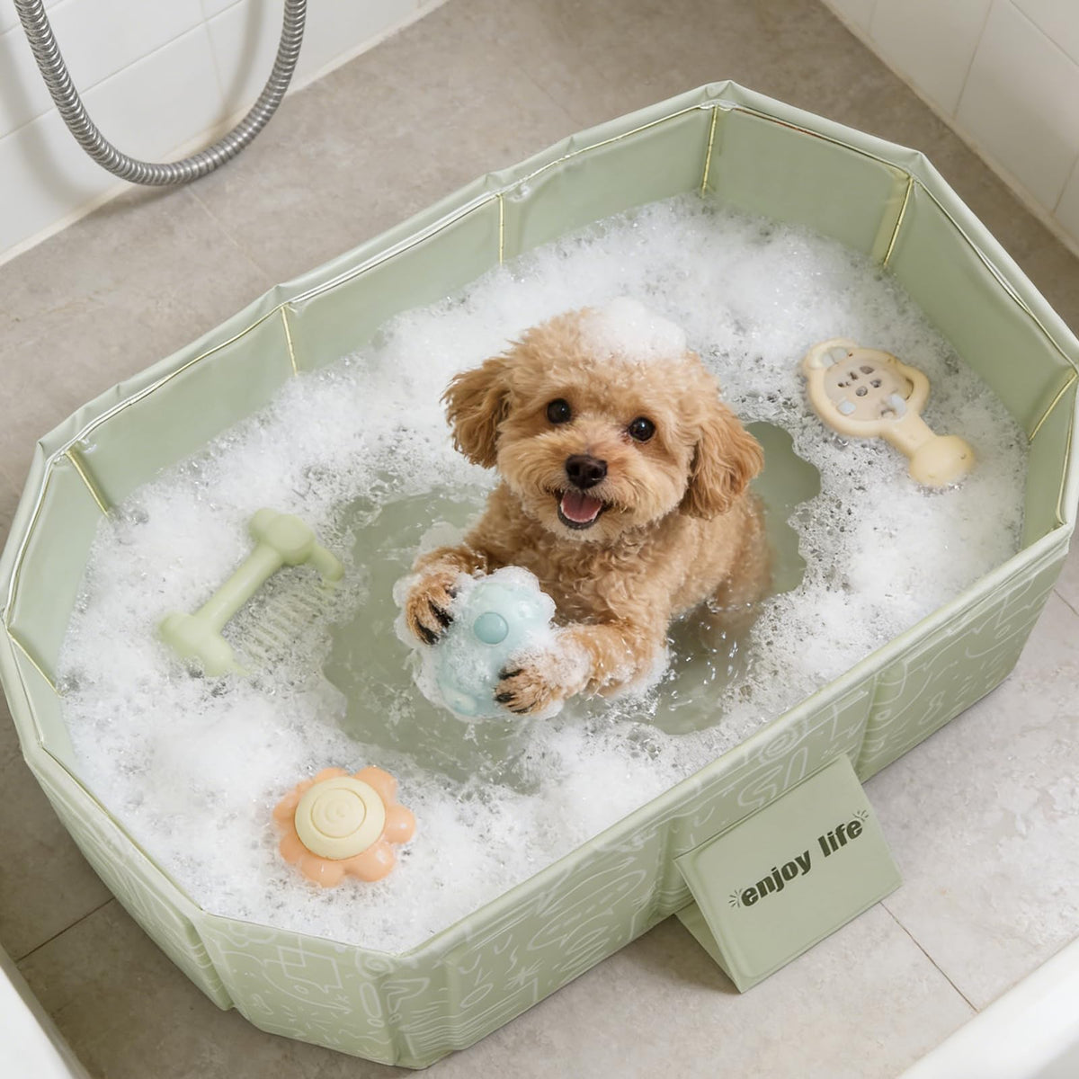 Foldable Pet Bath Pool 29.5×17.7 Inches Green A9202
