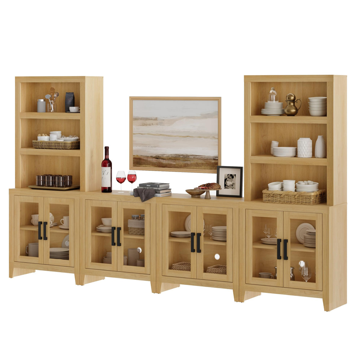 Oak Modular TV Stand with Bookshelves O347891
