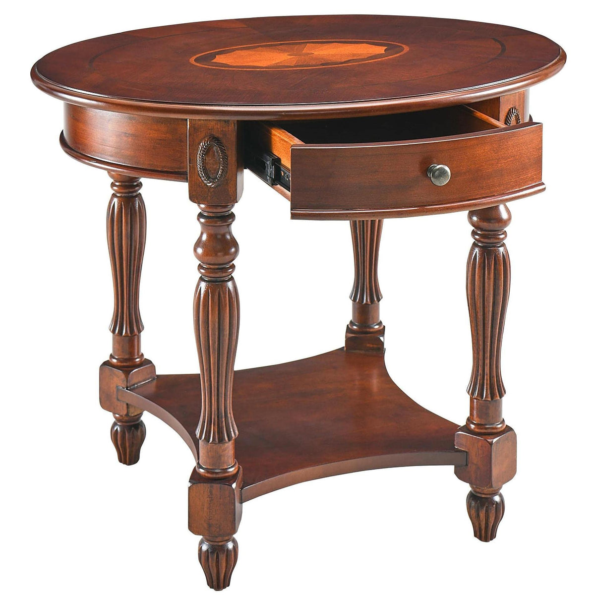 2-Tier Cherry Wood End Table with Drawer W462789