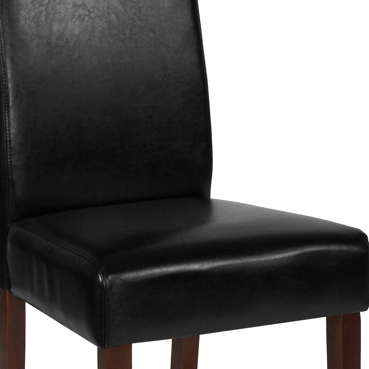 Black LeatherSoft Parsons Chair with Mahogany Legs G8525