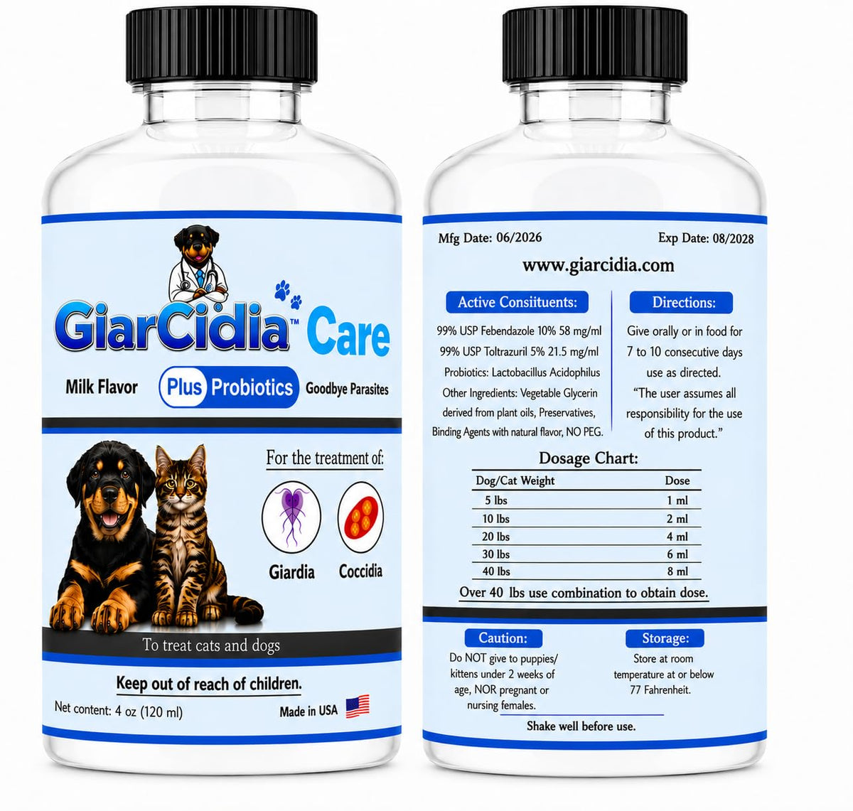 Milk Flavor Dewormer for Cats & Dogs 120ml with Dropper K740