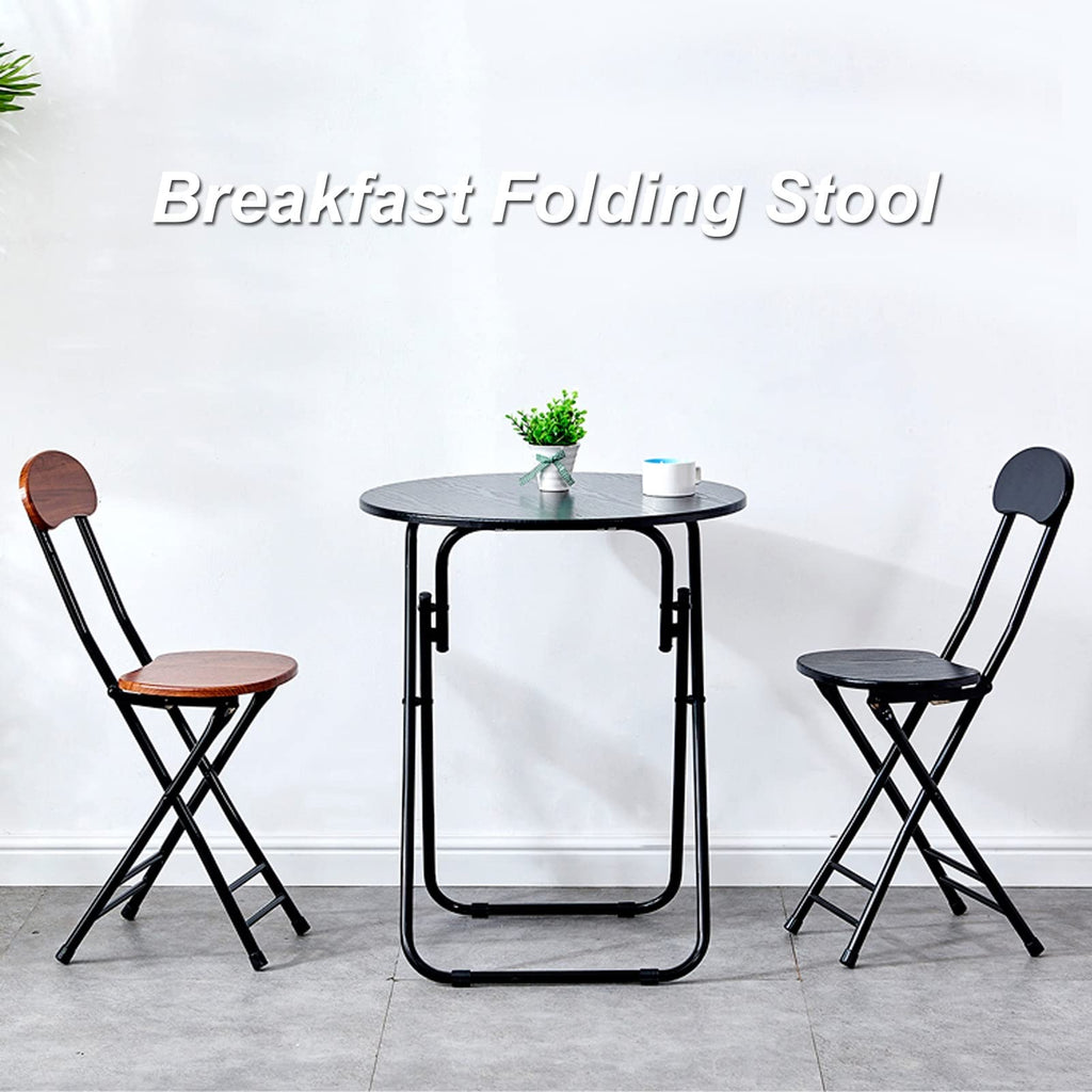 Black 18 Inch Folding Stool with Backrest and Footrest Q133
