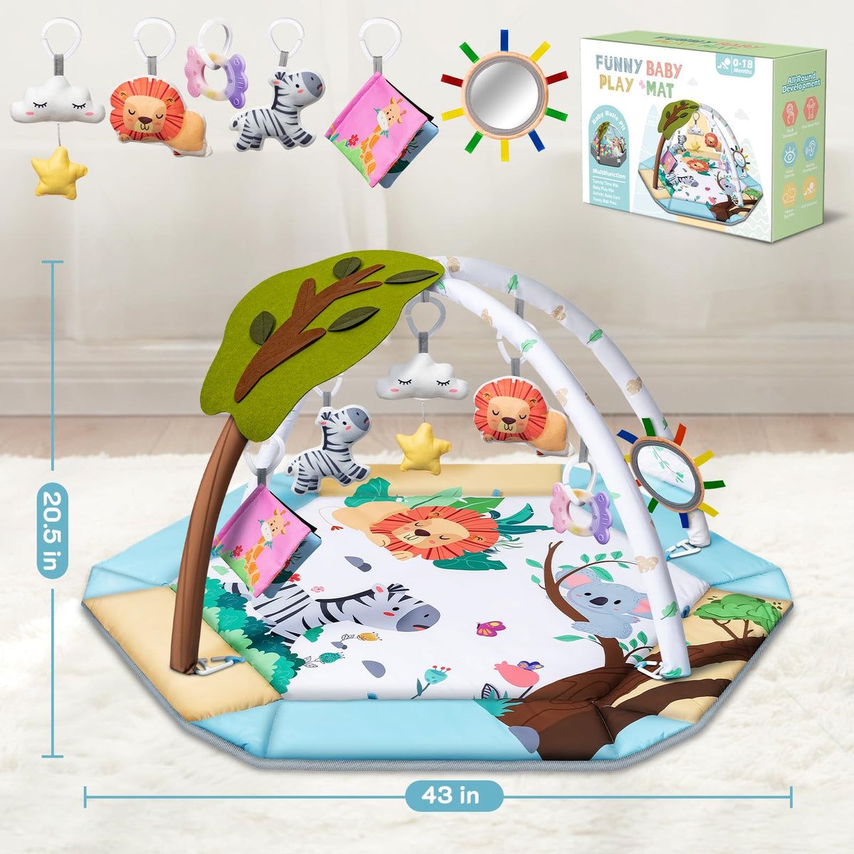 8-in-1 Tummy Time Play Mat & Ball Pit with 6 Toys D917