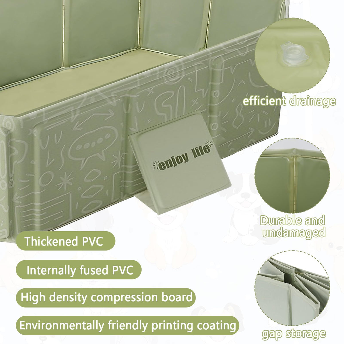 Foldable Pet Bath Pool 29.5×17.7 Inches Green A9202