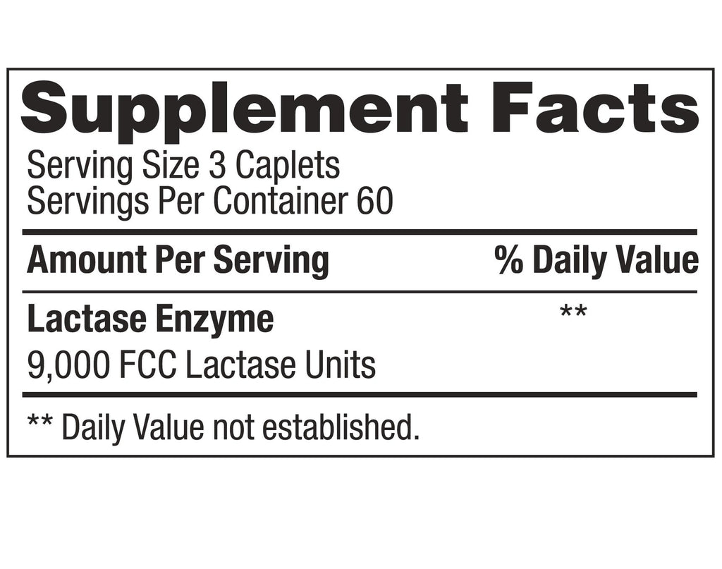 Lactase Enzyme 540 Caplets 3000 FCC L6618