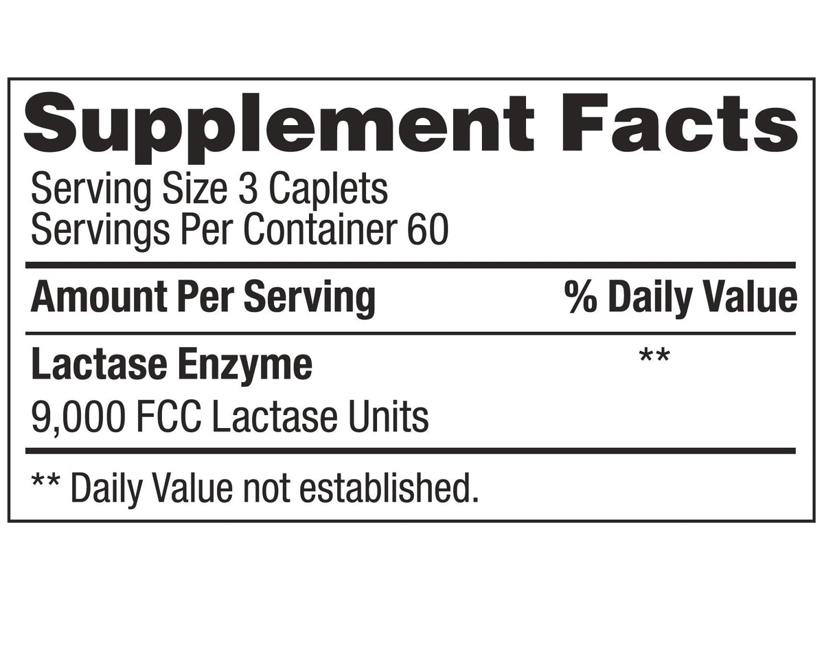 Lactase Enzyme 540 Caplets 3000 FCC L6618