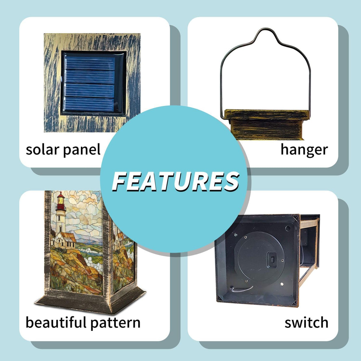 Solar Powered Outdoor Waterproof Hanging Lantern 1 Pack L5475