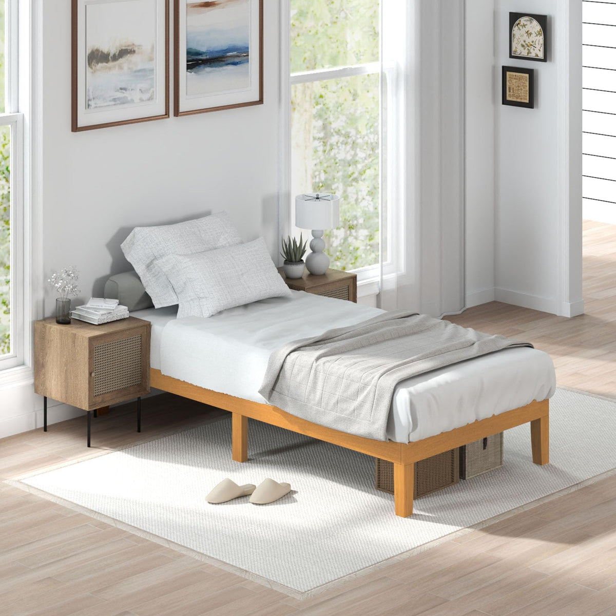 Twin Size 12 Inch Wood Platform Bed Frame W533