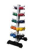 Neoprene Dumbbell Set with White Vertical Dumbbell Rack C387