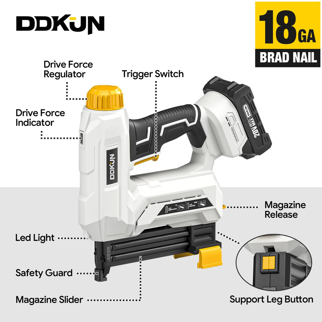2-in-1 Cordless Brad Nailer Staple Gun with 2 batteries & Charger J904