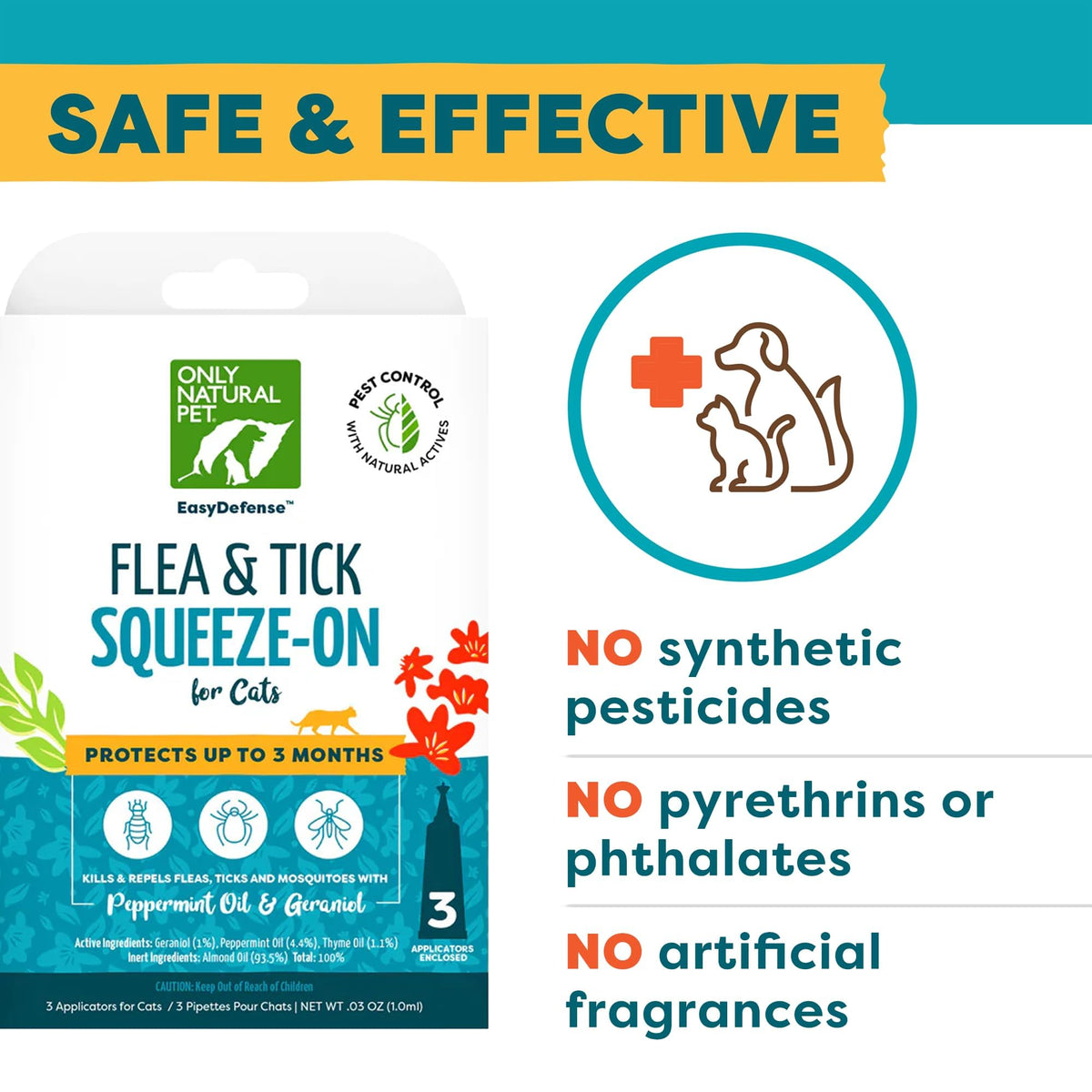 Natural Flea and Tick Prevention for Cats Squeeze-On Drops L1668