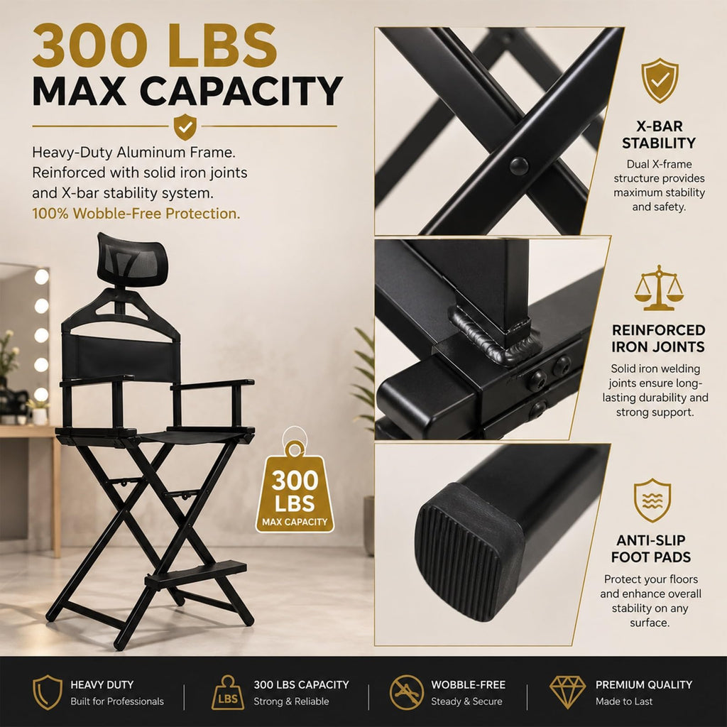 Extra Tall Aluminum Foldable Makeup Artist Chair D560346