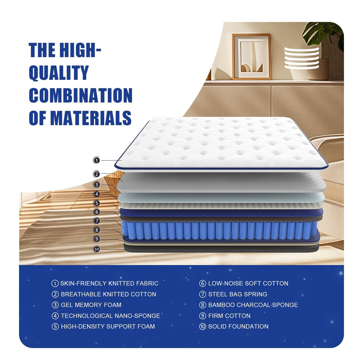 12 Inch Queen Hybrid Mattress, Medium Firm, Memory Foam and Pocket Springs V80617