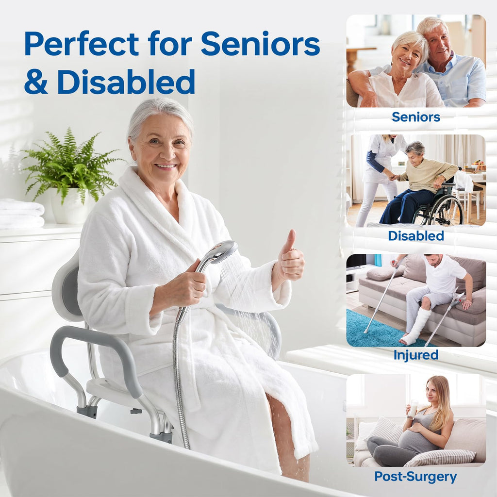 Adjustable Grey Shower Chair with Suction Feet W6788