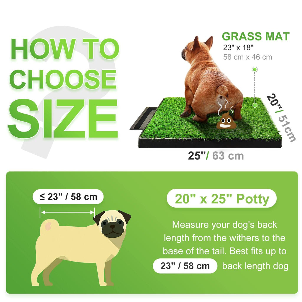 Dog Toilet Indoor Puppy Training Pad with Artificial Turf, 25"×20" A4043