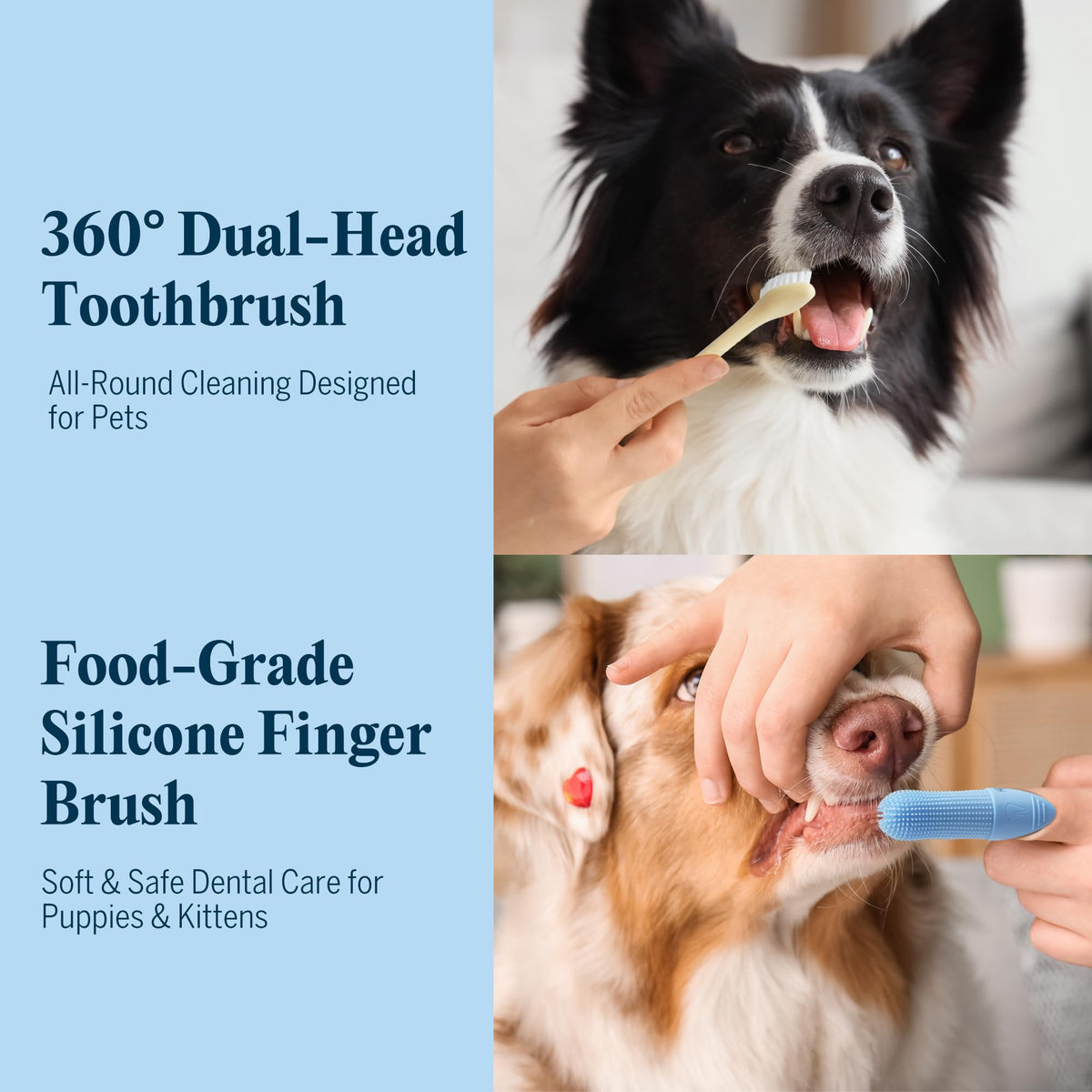 Dog Tooth Brushing Kit with 360° Toothbrush & Silicone Finger Brush L6881