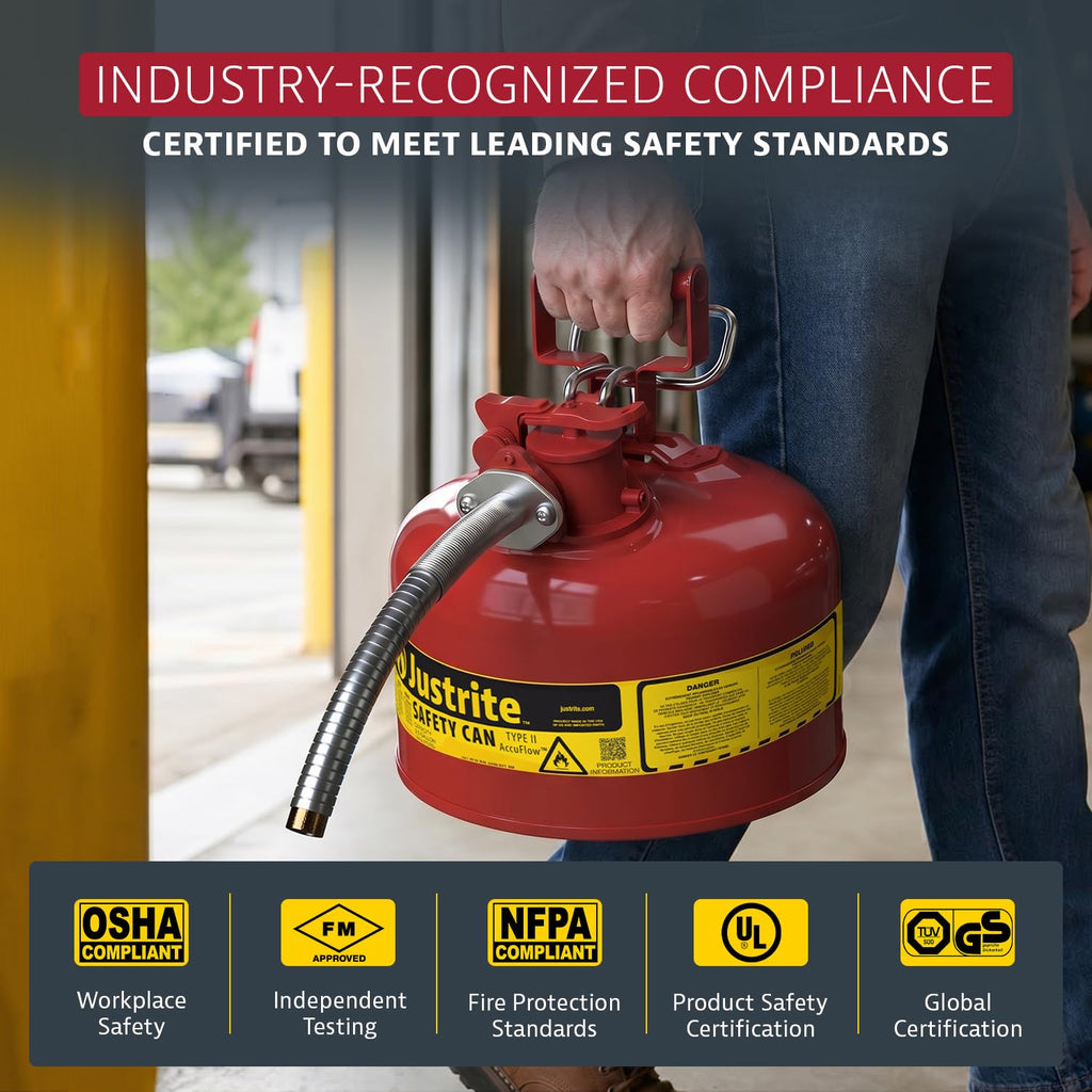 Red Galvanized Steel Gasoline Safety Can D467
