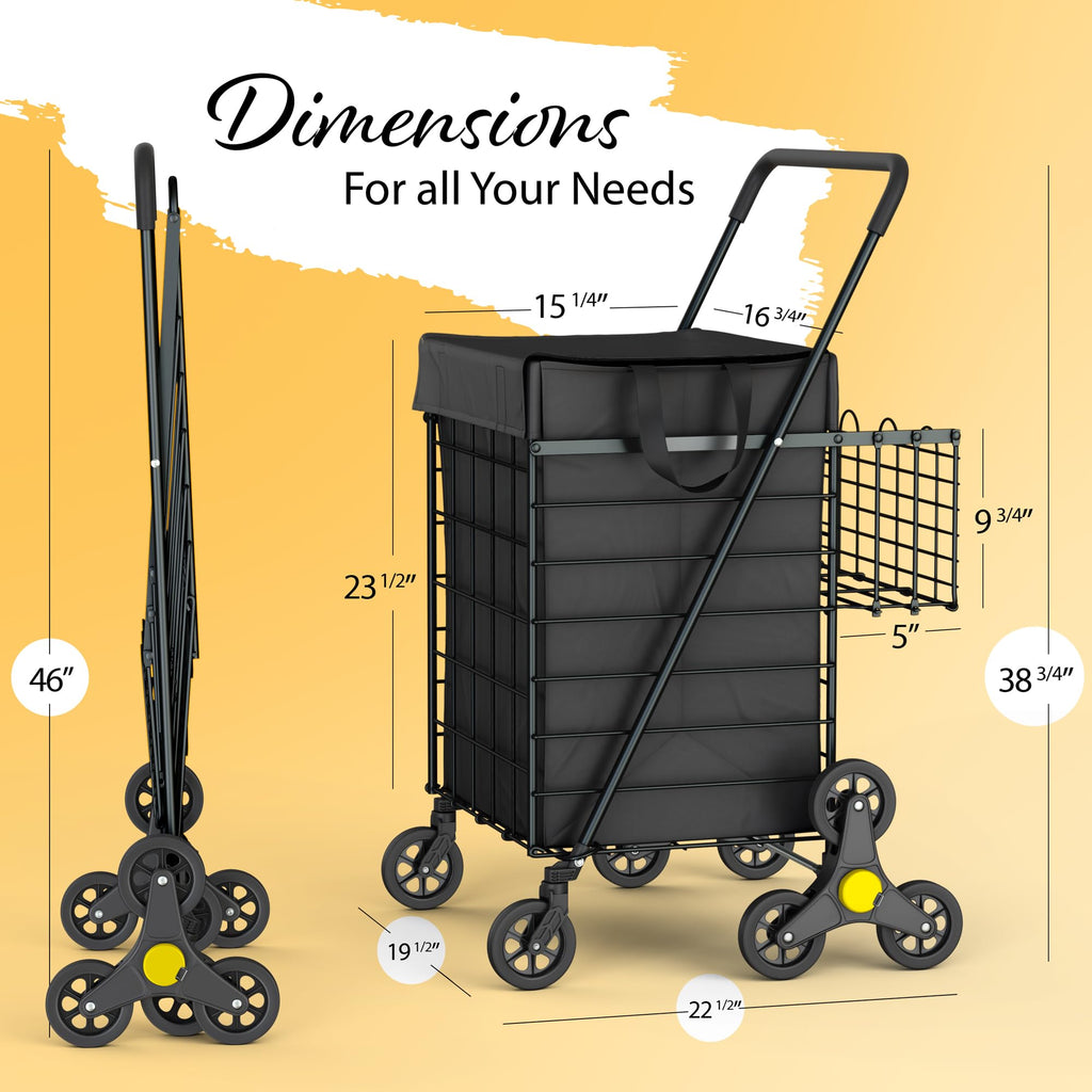 Foldable Lightweight Shopping Cart with Swivel Wheels & Basket Liner A853609