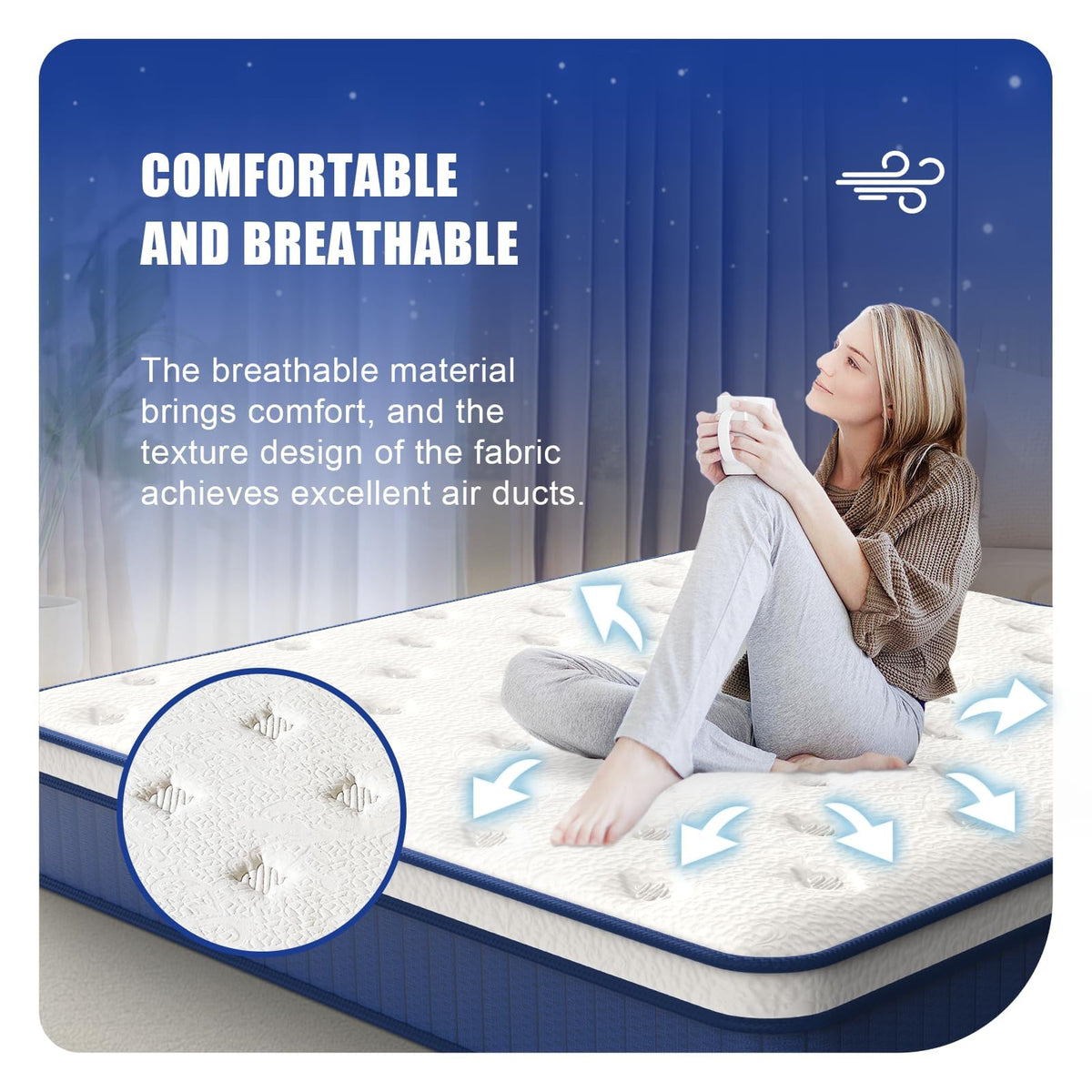 12 Inch Queen Hybrid Mattress, Medium Firm, Memory Foam and Pocket Springs V80617