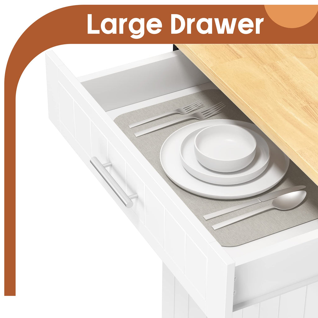 26" Rolling Kitchen Island Cart with Drawer, Shelves, Towel Rack, Lockable Casters, White S87267