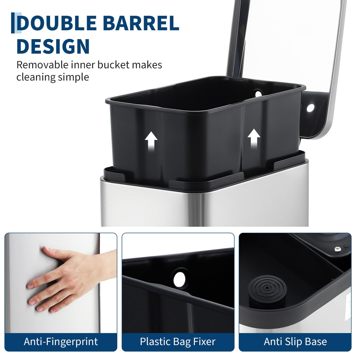 13 Gal Stainless Steel Step-On Kitchen Trash Can F3228