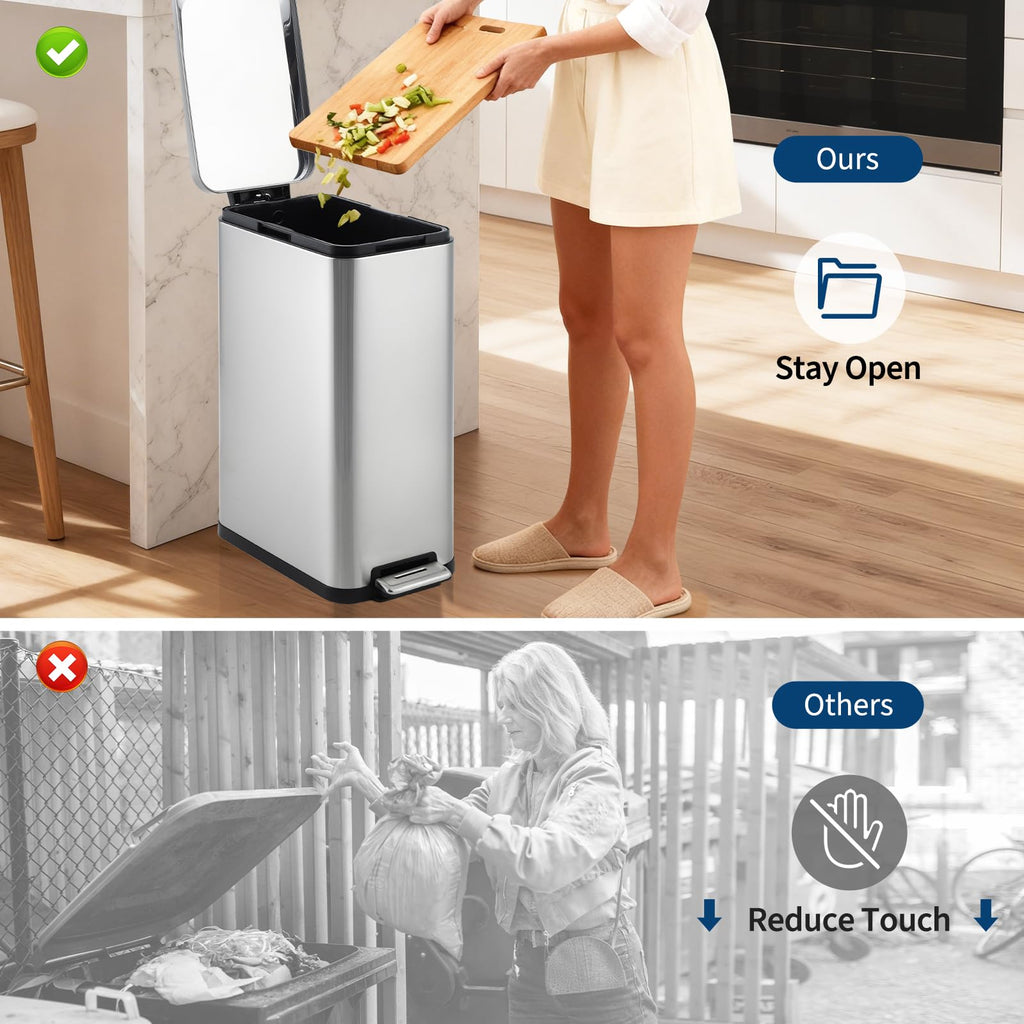 13 Gal Stainless Steel Step-On Kitchen Trash Can F3228