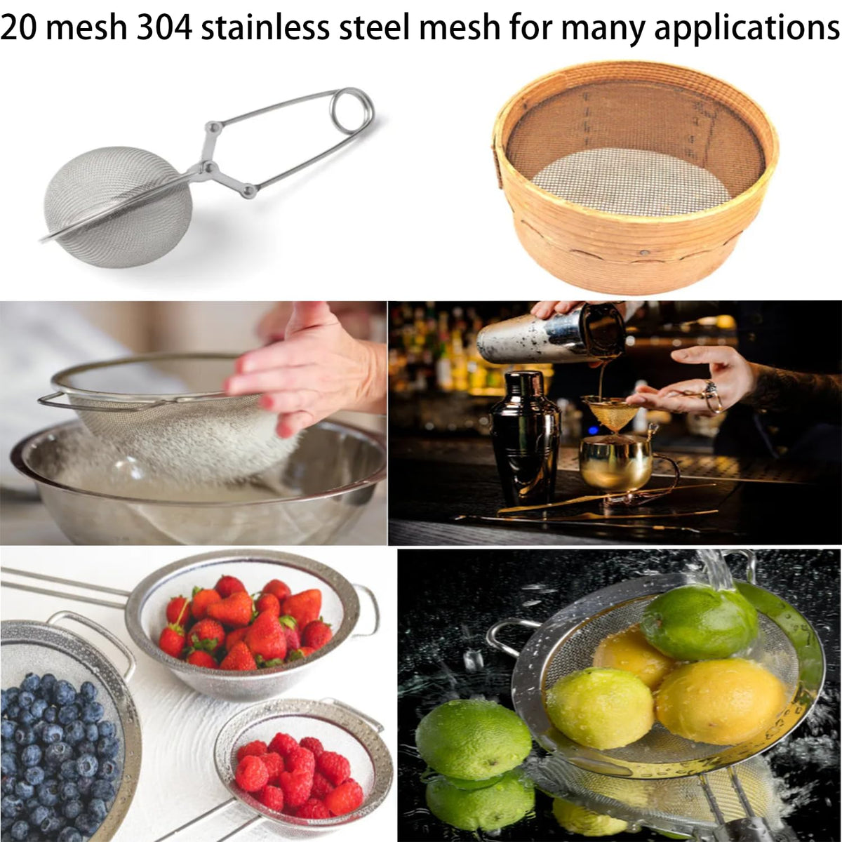 Stainless Steel Wire Mesh Screen 15.7 X 47 in 20 Mesh O833157