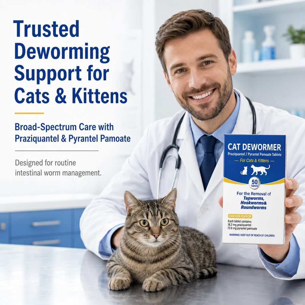 Cat Dewormer Tablets for Tapeworms, Roundworms and Hookworms P1597