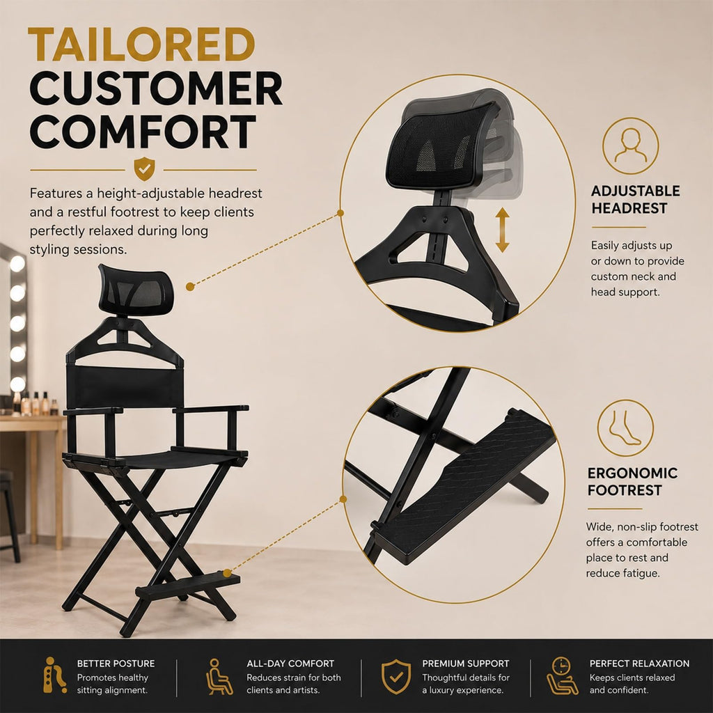 Extra Tall Aluminum Foldable Makeup Artist Chair D560346