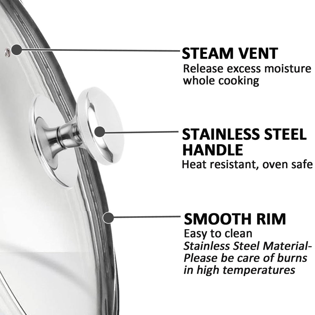 Glass Lids for Frying Pans, Pots, Cast Iron Pans I628