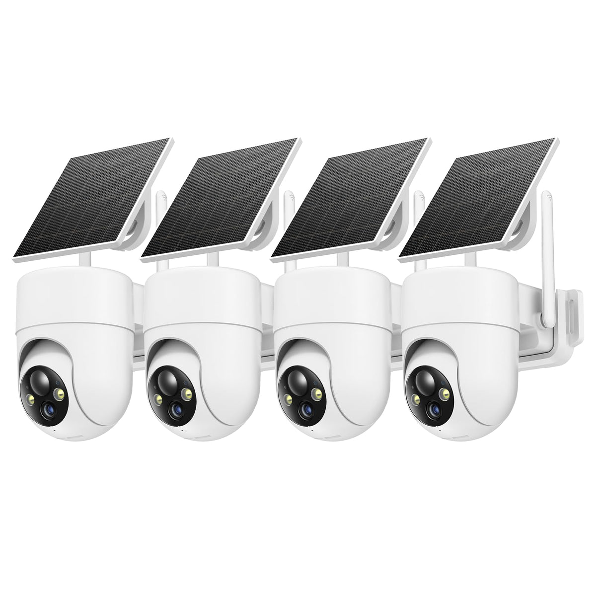 2K Solar Wireless Outdoor Security Cameras with 360° View, 4 Pack, White U221