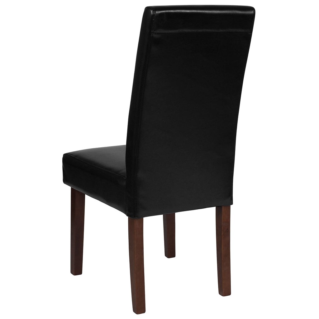 Black LeatherSoft Parsons Chair with Mahogany Legs G8525