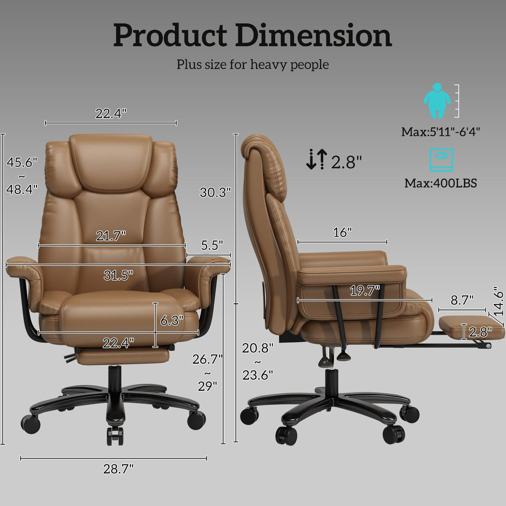 Brown Reclining Office Chair with Footrest B909626