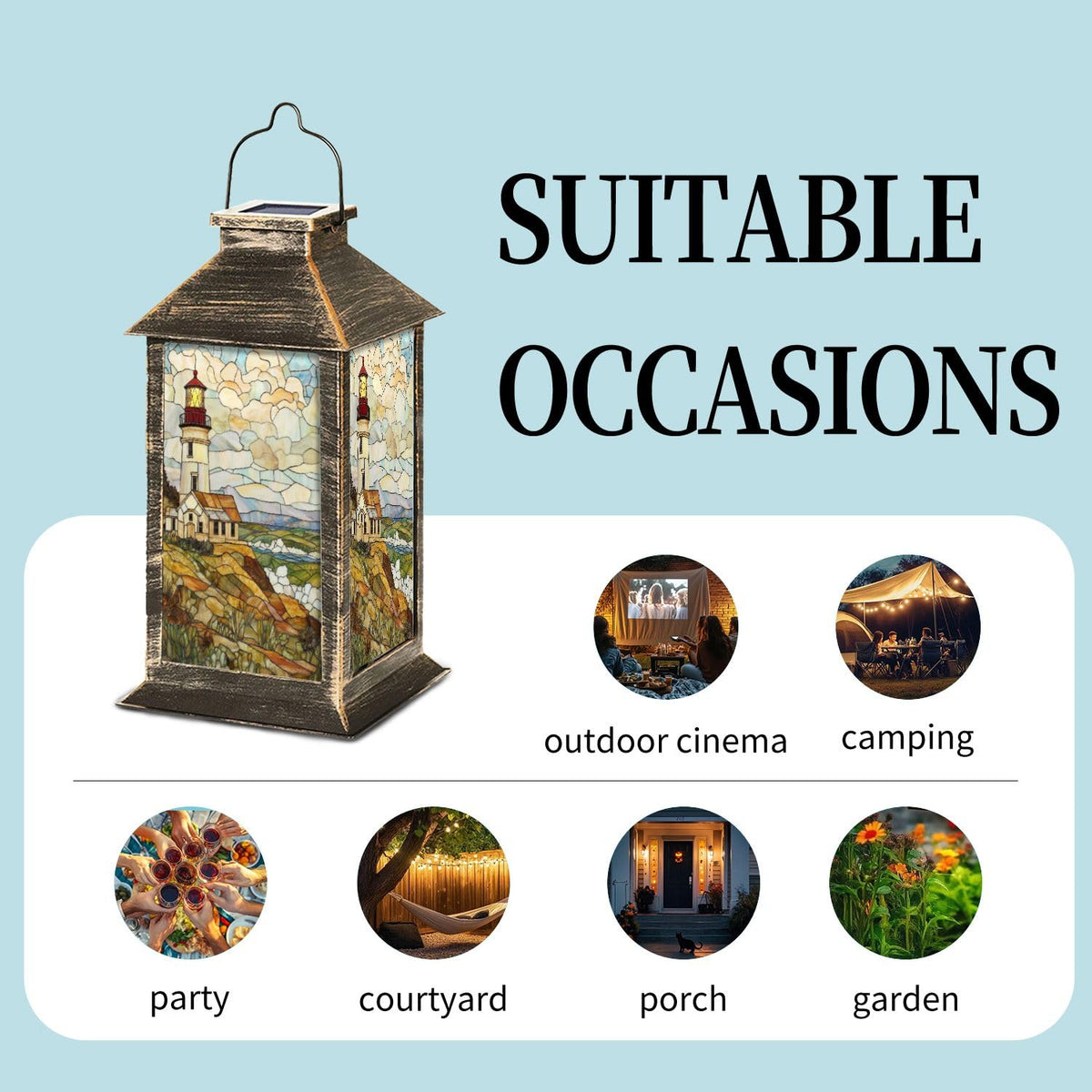 Solar Powered Outdoor Waterproof Hanging Lantern 1 Pack L5475