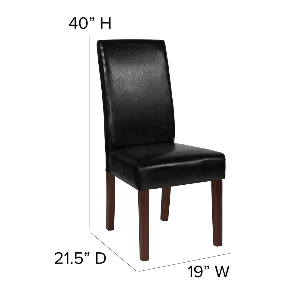 Black LeatherSoft Parsons Chair with Mahogany Legs G8525
