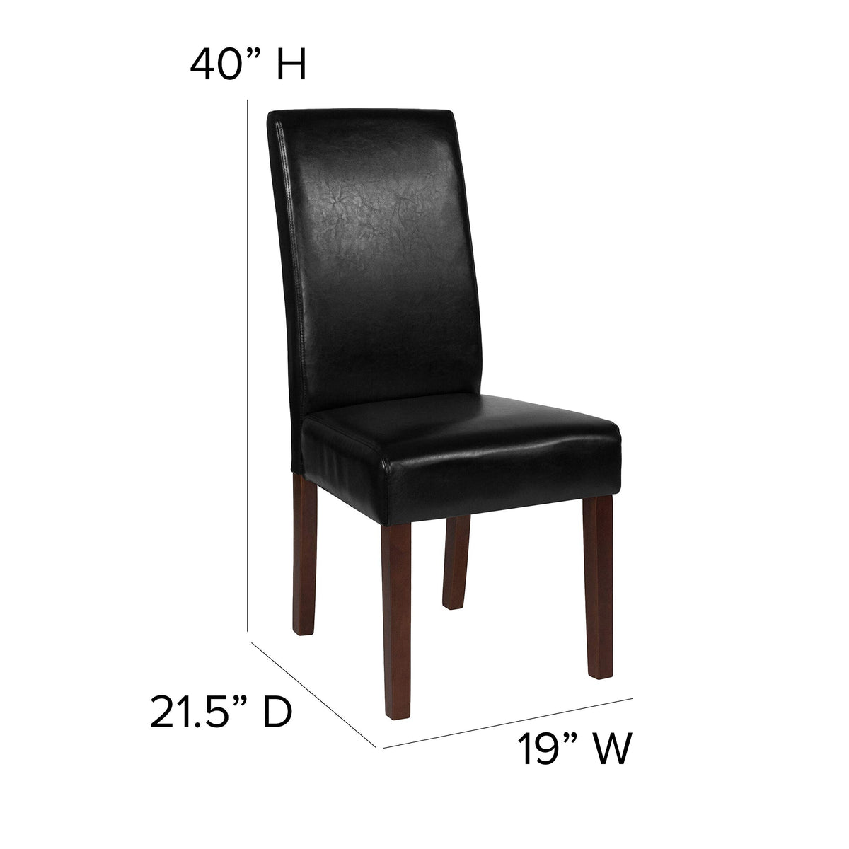 Black LeatherSoft Parsons Chair with Mahogany Legs G8525