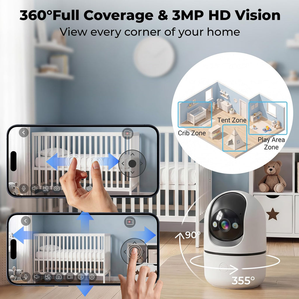 Indoor Camera 5G&2.4G WiFi 360° Pan/Tilt 2-Pack F349326