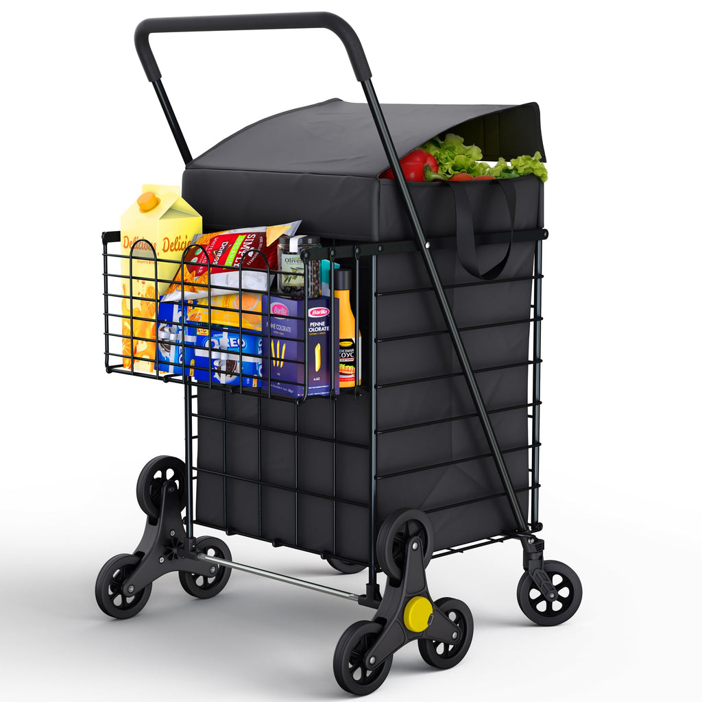 Foldable Lightweight Shopping Cart with Swivel Wheels & Basket Liner A853609