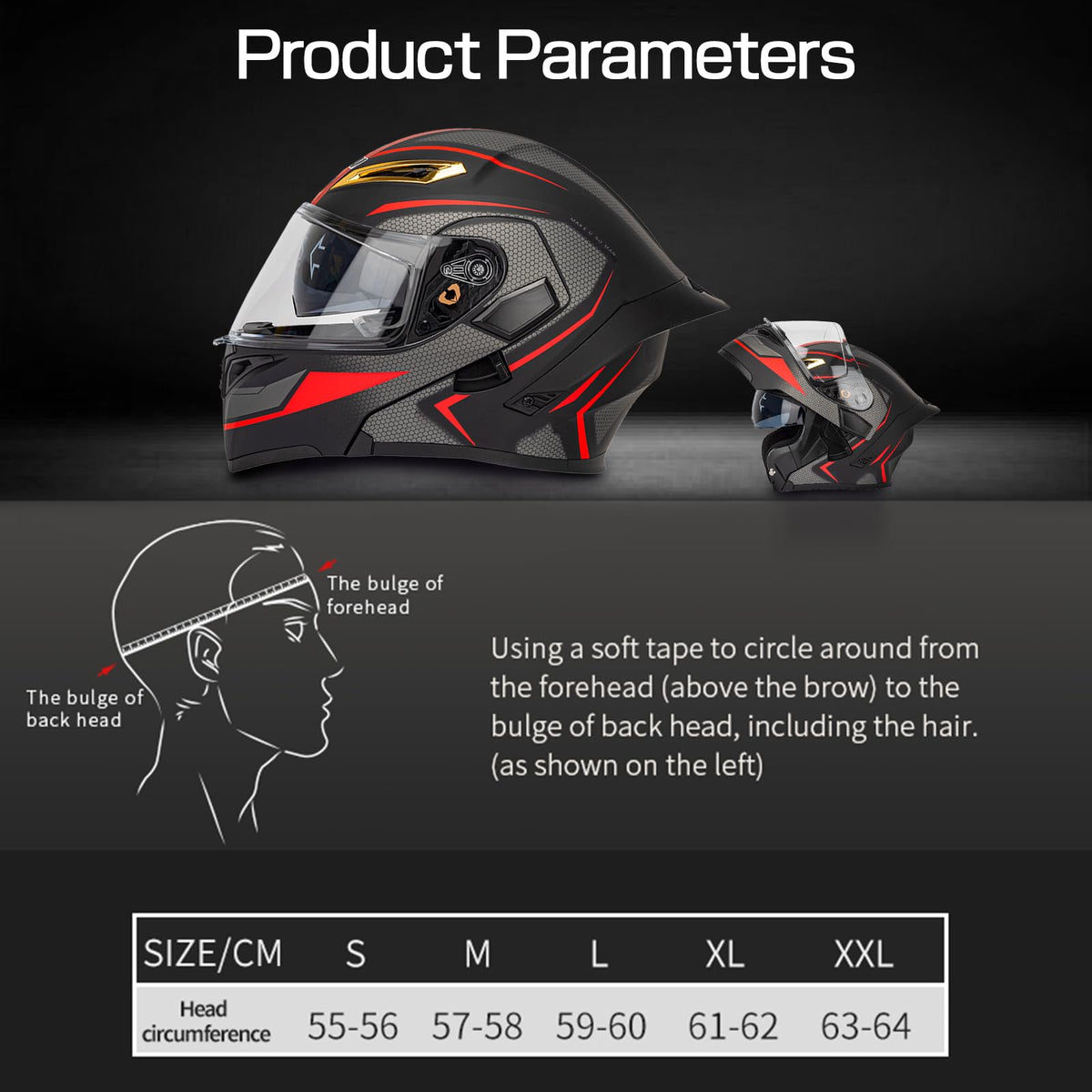 DOT Certified Flip Up Full Face Modular Motorcycle Helmet B99398