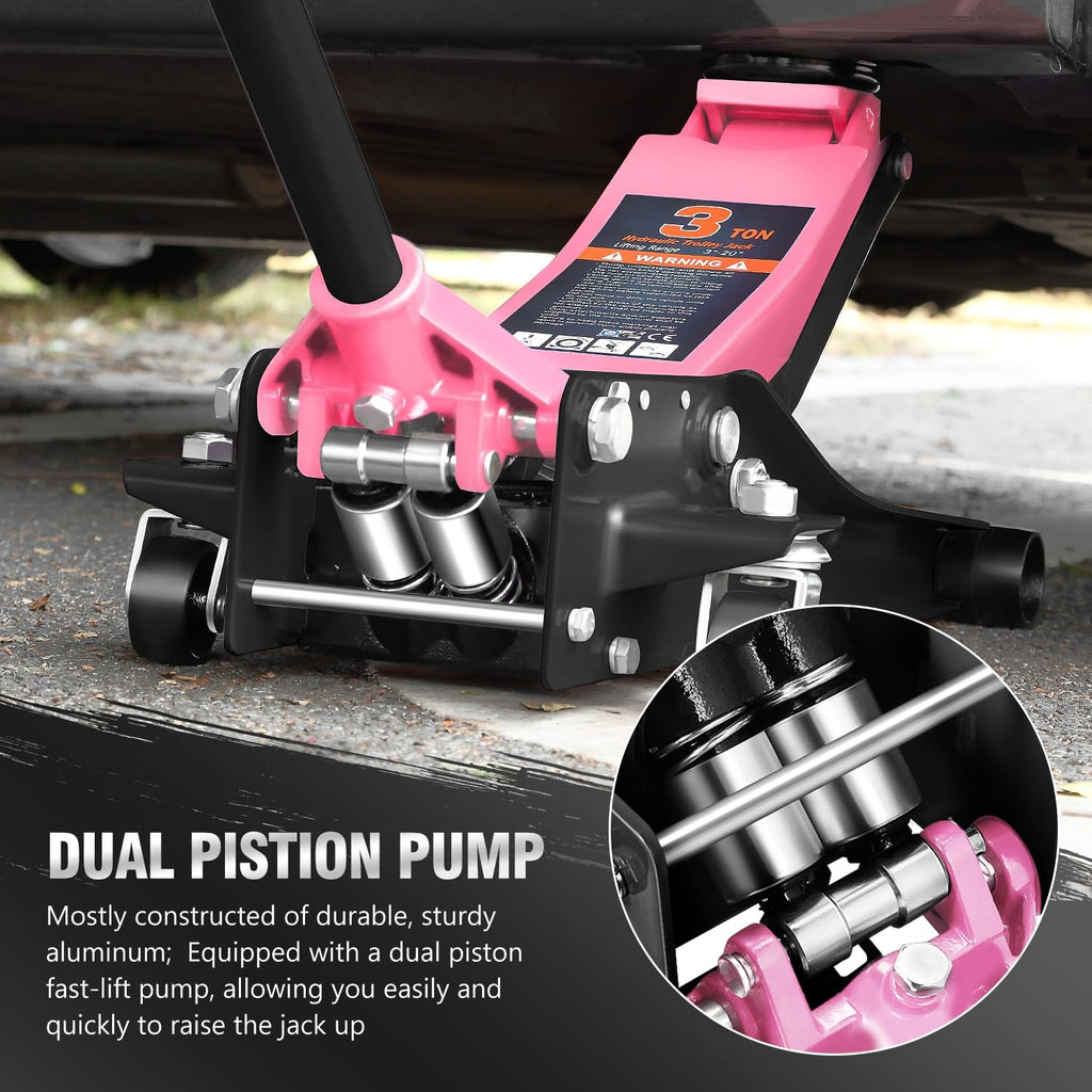 Low Profile Hydraulic Trolley Floor Jack 3 Ton Pink Z3708