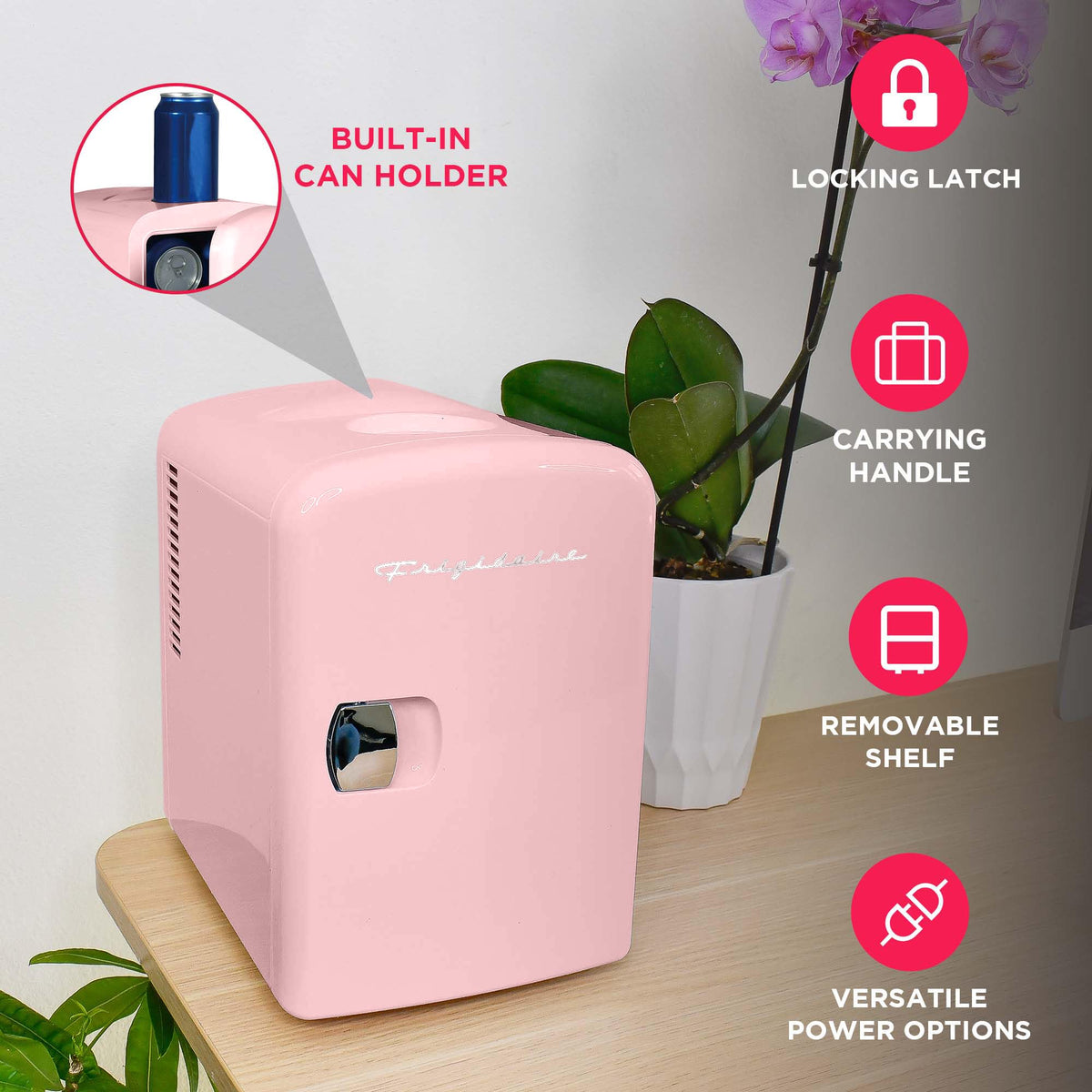 Mini Portable Compact Personal Fridge, 4 Liter Capacity, Pink D91241