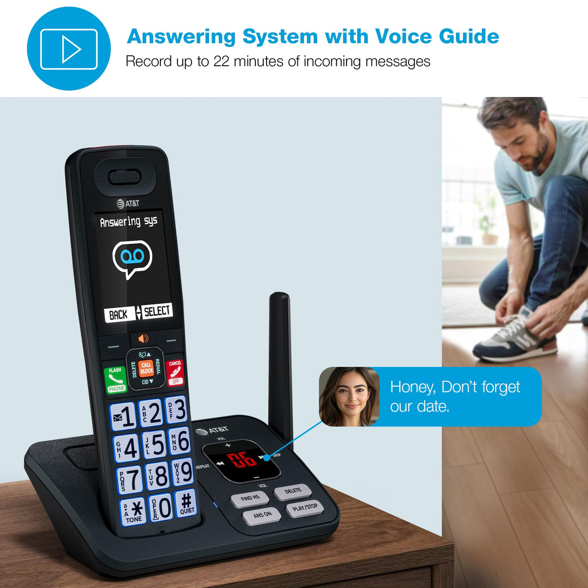 3 Handsets Cordless Phone with Answering System I43158