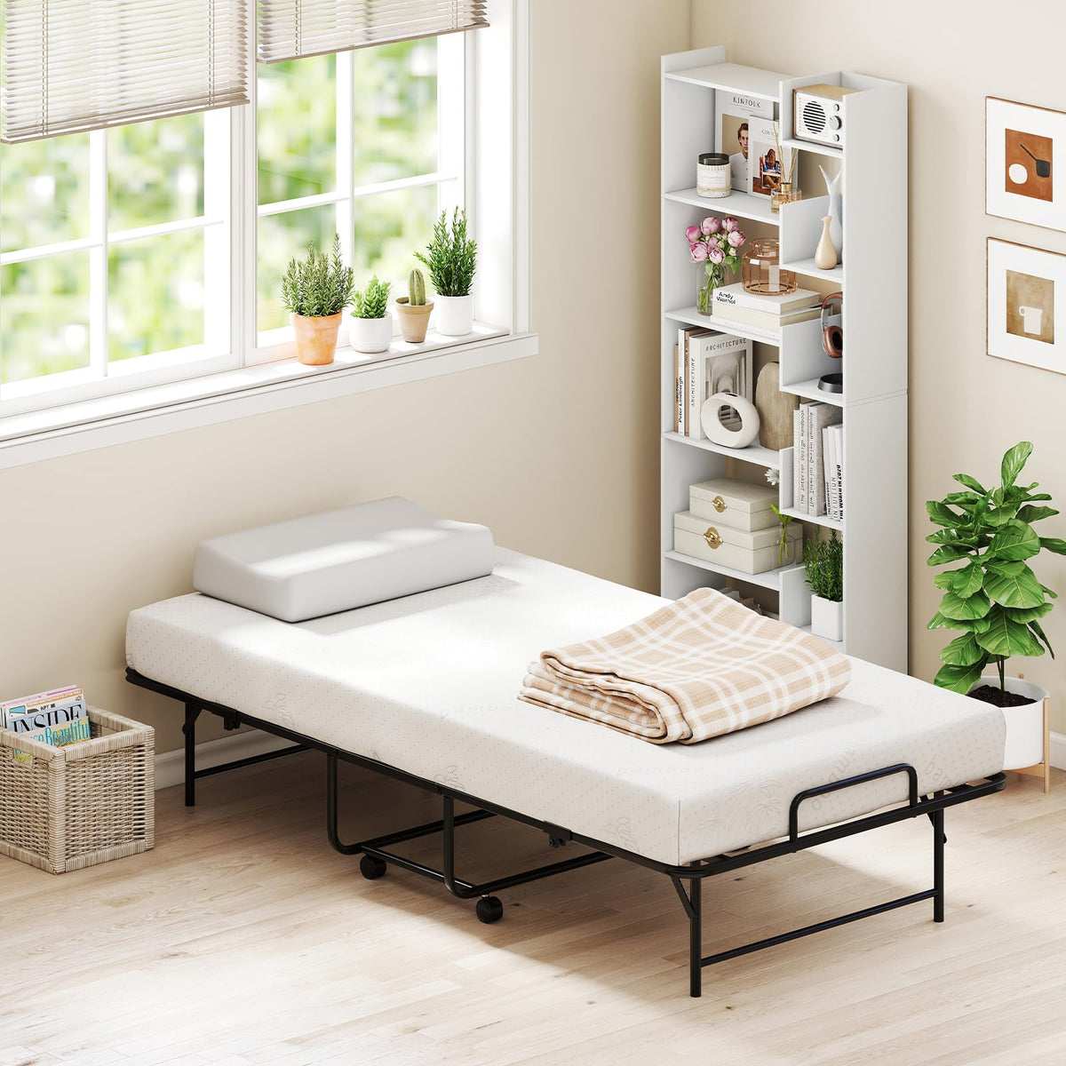 Twin Folding Bed with Memory Foam Mattress T410522
