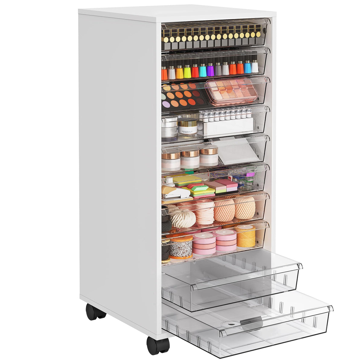 White 10 Drawer Rolling Storage Cart H66741